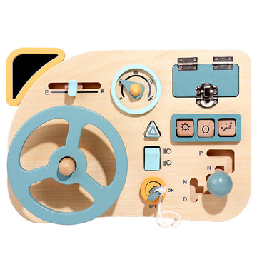 Jouet montessori 20,5x29,5cm busy board le volant simule l'expérience de conduite une variété d'accessoires sûrs et sophistiqués